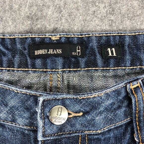 Hidden Women Jeans 11 Cropped Straight High Rise Medium Wash Distressed USA Made - Picture 3 of 13